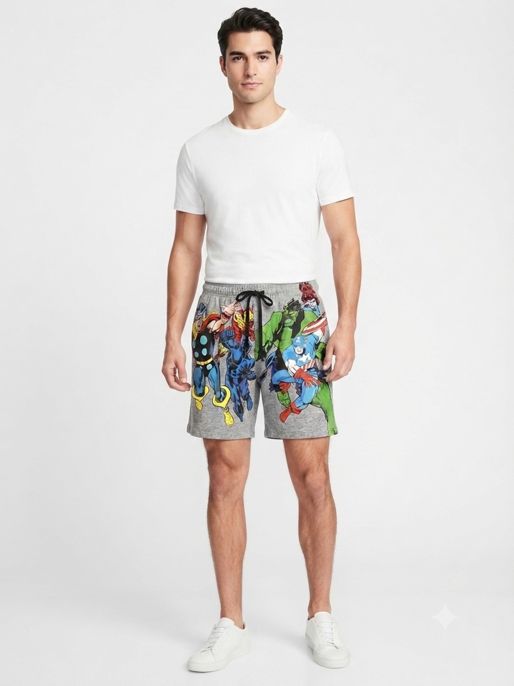 Marvel Superheroes Graphic Shorts - Captain America, Hulk, Thor, Gray Size M